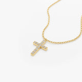 14K Gold Micro Pave Diamond Cross Necklace Ferkos Fine Jewelry