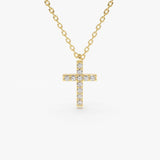 14K Gold Micro Pave Diamond Cross Necklace 14K Gold Ferkos Fine Jewelry