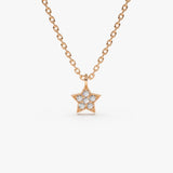 14K Gold Diamond Star Charm Necklace 14K Rose Gold Ferkos Fine Jewelry