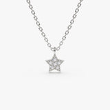 14K Gold Diamond Star Charm Necklace 14K White Gold Ferkos Fine Jewelry