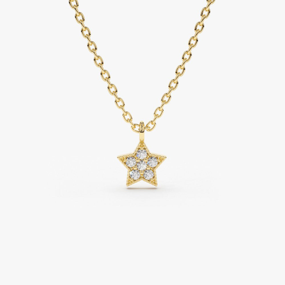 14K Gold Diamond Star Charm Necklace 14K Gold Ferkos Fine Jewelry