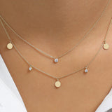 14K Gold Dangling Diamond Disc Necklace Ferkos Fine Jewelry