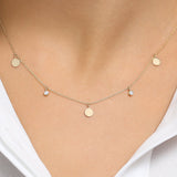 14K Gold Dangling Diamond Disc Necklace Ferkos Fine Jewelry