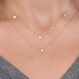 14K Gold Dangling Diamond Disc Necklace Ferkos Fine Jewelry