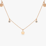 14K Gold Dangling Diamond Disc Necklace 14K Rose Gold Ferkos Fine Jewelry