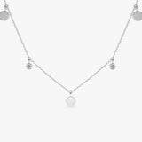 14K Gold Dangling Diamond Disc Necklace 14K White Gold Ferkos Fine Jewelry