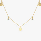 14K Gold Dangling Diamond Disc Necklace 14K Gold Ferkos Fine Jewelry