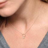 14K Circle Necklace with Bezel Set Diamond  Ferkos Fine Jewelry