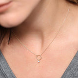 14K Circle Necklace with Bezel Set Diamond Ferkos Fine Jewelry