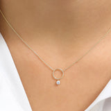 14K Circle Necklace with Bezel Set Diamond Ferkos Fine Jewelry