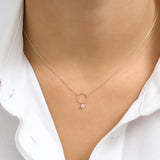 14K Circle Necklace with Bezel Set Diamond Ferkos Fine Jewelry
