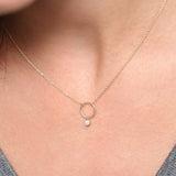 14K Circle Necklace with Bezel Set Diamond Ferkos Fine Jewelry