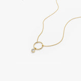 14K Circle Necklace with Bezel Set Diamond Ferkos Fine Jewelry