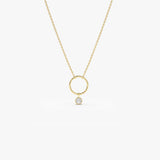 14K Circle Necklace with Bezel Set Diamond 14K Gold Ferkos Fine Jewelry