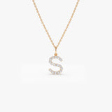 14k Medium Size Diamond Initial Necklace 14K Rose Gold Ferkos Fine Jewelry
