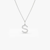 14k Medium Size Diamond Initial Necklace 14K White Gold Ferkos Fine Jewelry