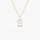 14k Medium Size Diamond Initial Necklace 14K Gold Ferkos Fine Jewelry