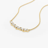 14K Gold Slanted Marquise and Round Diamond Necklace Ferkos Fine Jewelry