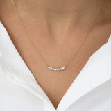 14K Gold Slanted Marquise and Round Diamond Necklace Ferkos Fine Jewelry