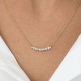 14K Gold Slanted Marquise and Round Diamond Necklace Ferkos Fine Jewelry