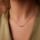 14K Slanted Ruby and Round Diamond Necklace Ferkos Fine Jewelry