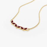 14K Slanted Ruby and Round Diamond Necklace  Ferkos Fine Jewelry
