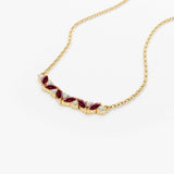 14K Slanted Ruby and Round Diamond Necklace Ferkos Fine Jewelry