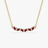 14K Slanted Ruby and Round Diamond Necklace 14K Gold Ferkos Fine Jewelry