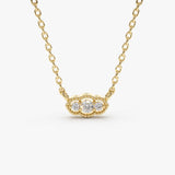 14k Art Deco Trio Diamond Necklace 14K Gold Ferkos Fine Jewelry