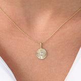 14K Gold Diamond Disc Ray Necklace Ferkos Fine Jewelry