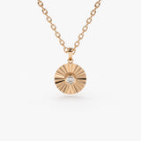 14K Gold Diamond Disc Ray Necklace 14K Rose Gold Ferkos Fine Jewelry