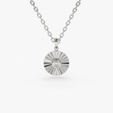 14K Gold Diamond Disc Ray Necklace 14K White Gold Ferkos Fine Jewelry