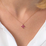14K Floral Design Marquise Ruby and Diamond Pendant  Ferkos Fine Jewelry