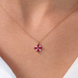14K Floral Design Marquise Ruby and Diamond Pendant  Ferkos Fine Jewelry