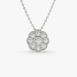 14k Floral Diamond Pendant 14K White Gold Ferkos Fine Jewelry