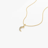 14k Dainty Crescent Moon Diamond Charm Ferkos Fine Jewelry