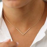 14K V Shaped Diamond Chevron Necklace Ferkos Fine Jewelry