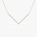 14K V Shaped Diamond Chevron Necklace 14K Rose Gold Ferkos Fine Jewelry