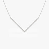 14K V Shaped Diamond Chevron Necklace 14K White Gold Ferkos Fine Jewelry