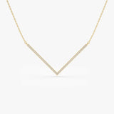 14K V Shaped Diamond Chevron Necklace 14K Gold Ferkos Fine Jewelry