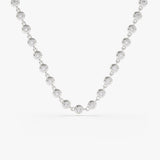 14K Gold Bezel Setting Diamond Tennis Necklace 14K White Gold Ferkos Fine Jewelry