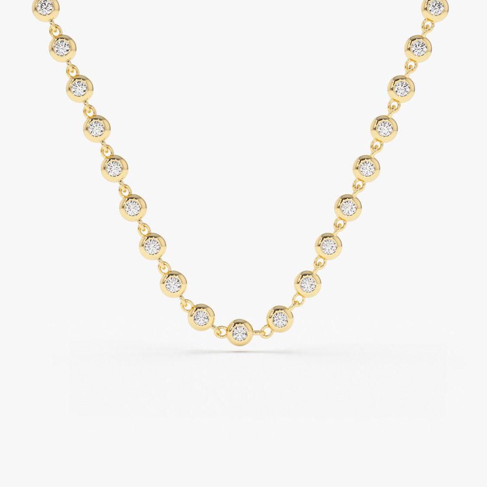 14k yellow gold diamond tennis necklace Clearance