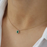 14k Emerald Necklace with Halo Diamonds Ferkos Fine Jewelry