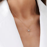14k Solid Gold Celestial North Star Diamond Necklace Ferkos Fine Jewelry