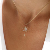 14k Solid Gold Celestial North Star Diamond Necklace Ferkos Fine Jewelry
