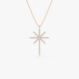 14k Solid Gold Celestial North Star Diamond Necklace 14K Rose Gold Ferkos Fine Jewelry