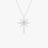 14k Solid Gold Celestial North Star Diamond Necklace 14K White Gold Ferkos Fine Jewelry