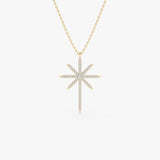 14k Solid Gold Celestial North Star Diamond Necklace 14K Gold Ferkos Fine Jewelry
