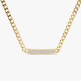 14k Gold 3MM Curb Link Diamond Pave Necklace 14 Inches Ferkos Fine Jewelry