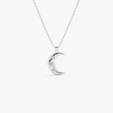 14k Star Setting Crescent Diamond Necklace 14K White Gold Ferkos Fine Jewelry